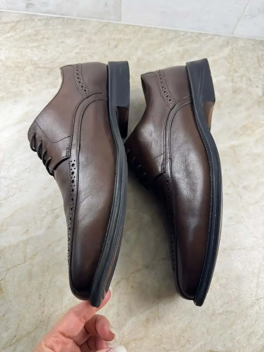 Stacy Adams Mens Brown Leather Oxford Dress Shoes Brogue 11.5 M 20177